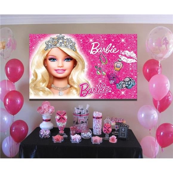 Sparkling Birthday Party Decorations Girl Birthday,Baby Shower Pink Barbie 5x3ft - Picture 3 of 7